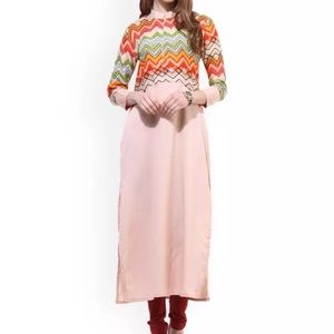 Beige Printed Crepe Kurta/Tunic